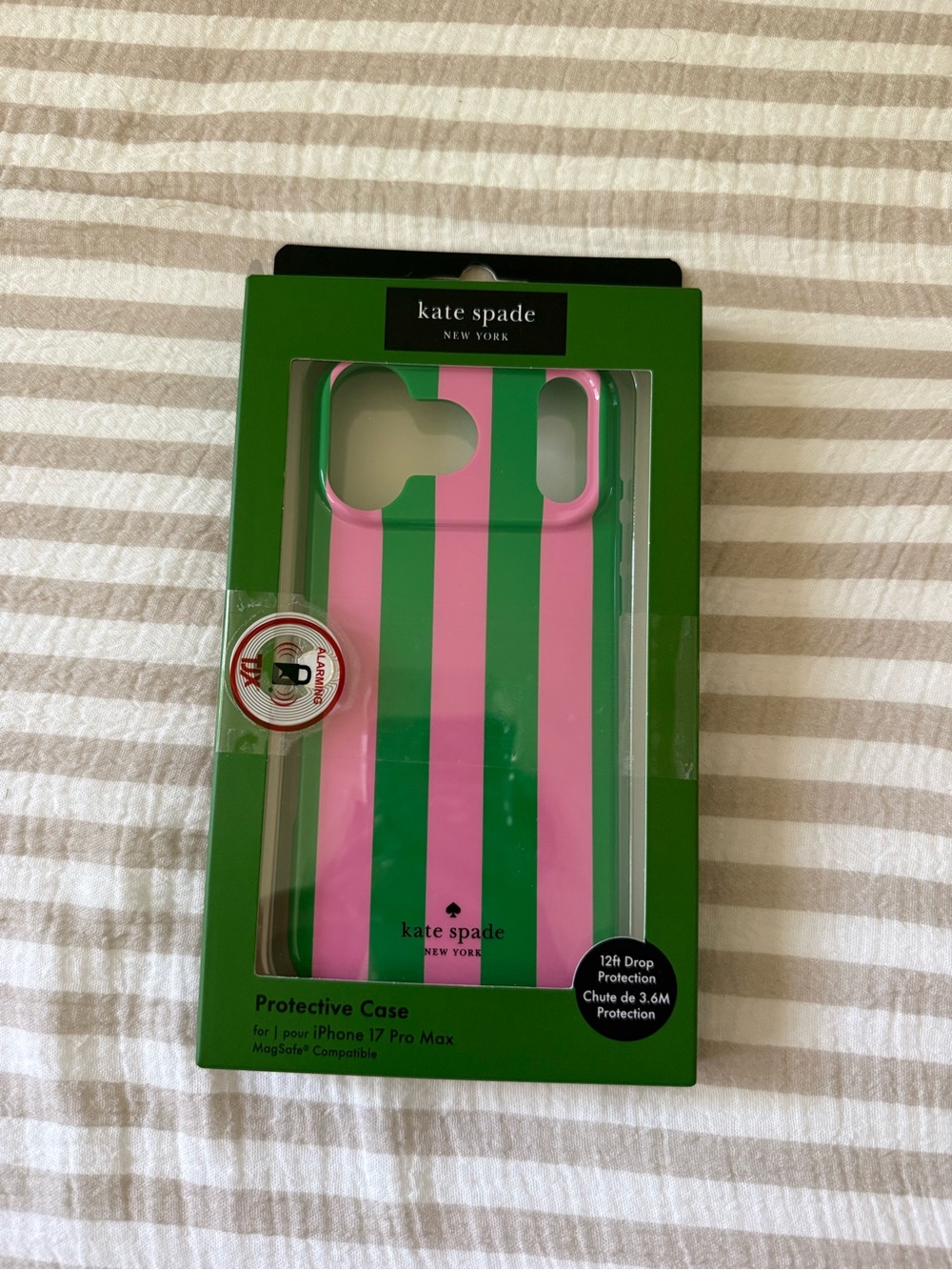 kate spade Pink & Green Striped Protective Case for iPhone 17 pro max